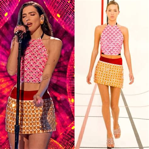 dua lipa miu miu|Dua Lipa Wore A Miu Miu See.